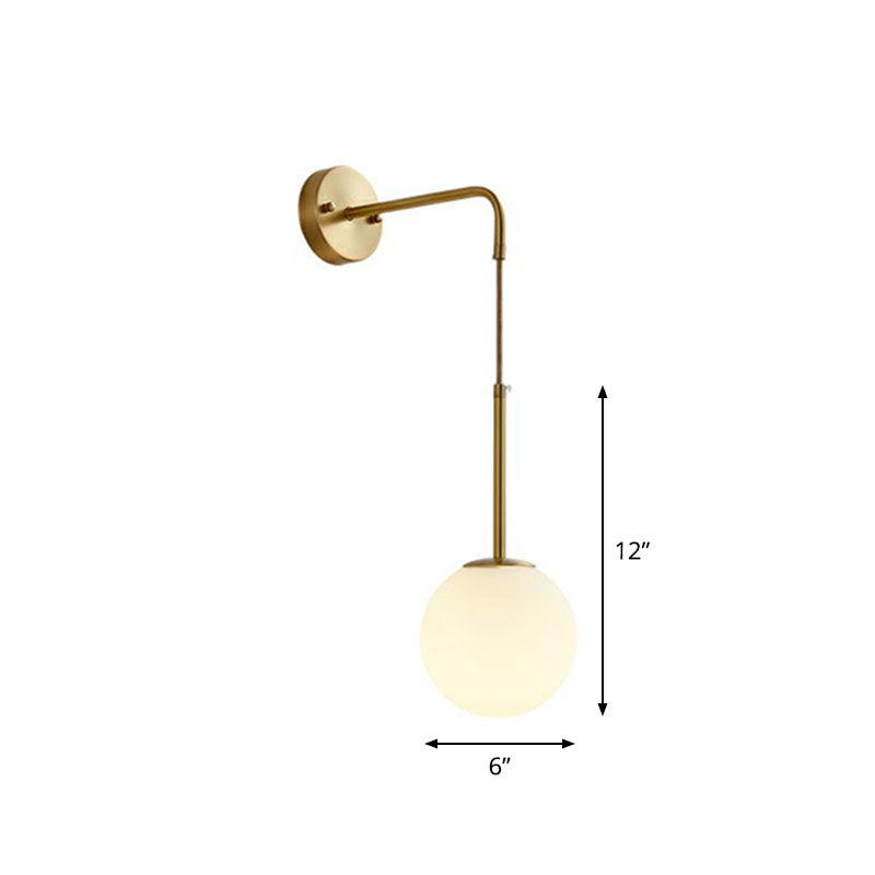 Rynx | Gold Finish Mini Globe Wall Light Sconces Minimalism 1-Bulb Cream Glass Wall Lighting