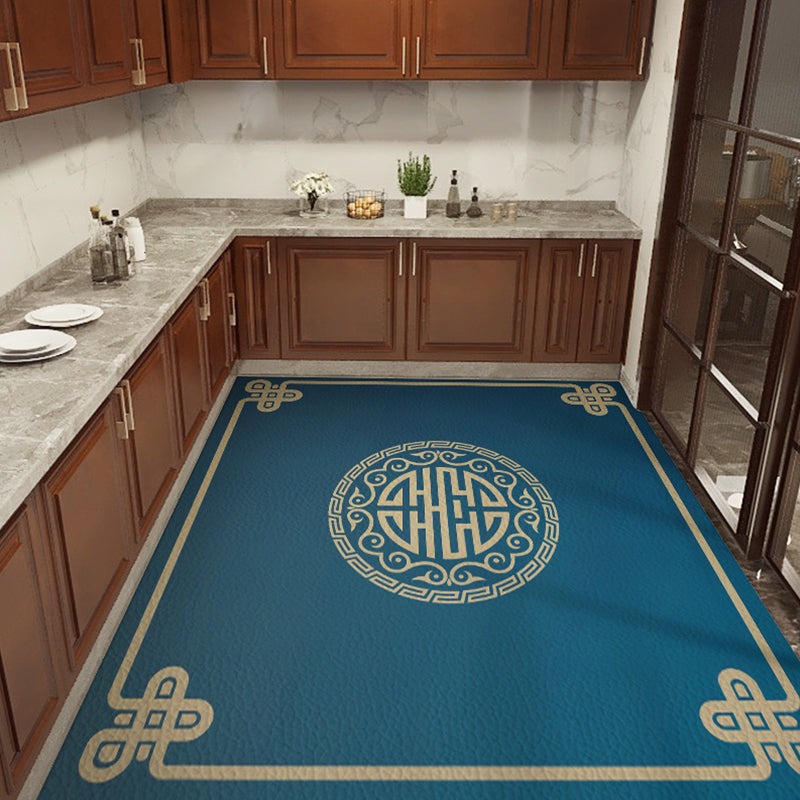 Rynx | Classical Printed Rug Multi Color Oriental Rug PU Leather Stain Resistant Easy Care Anti-Slip Rug for Kitchen