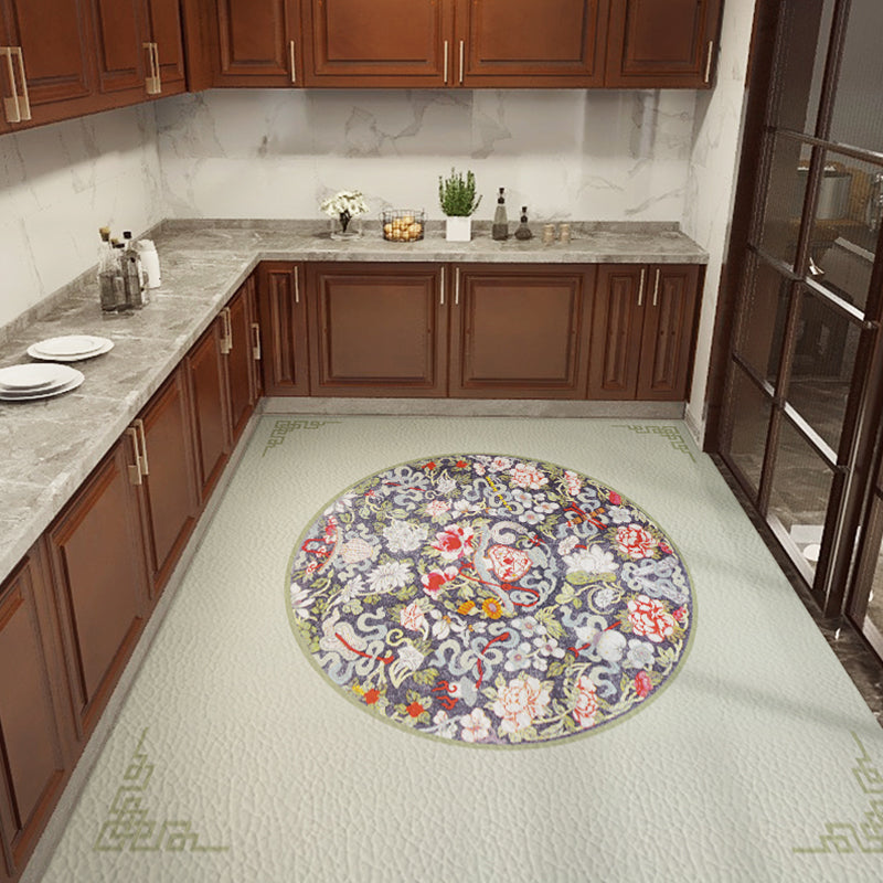 Rynx | Classical Printed Rug Multi Color Oriental Rug PU Leather Stain Resistant Easy Care Anti-Slip Rug for Kitchen