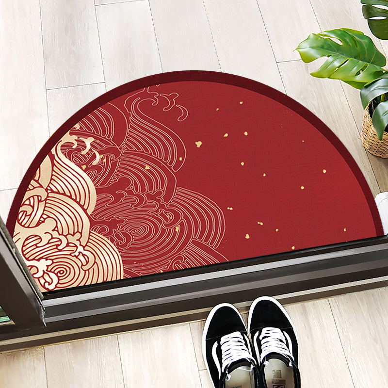Rynx | Multi-Color Asia Rug Synthetics Freehand Print Carpet Machine Washable Pet-Friendly Non-Slip Backing Rug for Door