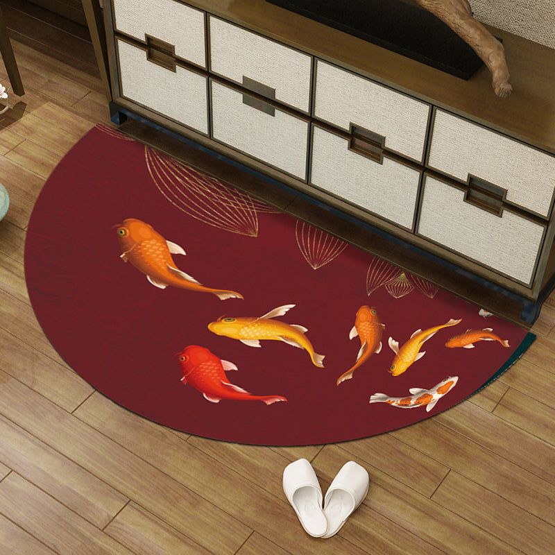 Rynx | Multi-Color Asia Rug Synthetics Freehand Print Carpet Machine Washable Pet-Friendly Non-Slip Backing Rug for Door