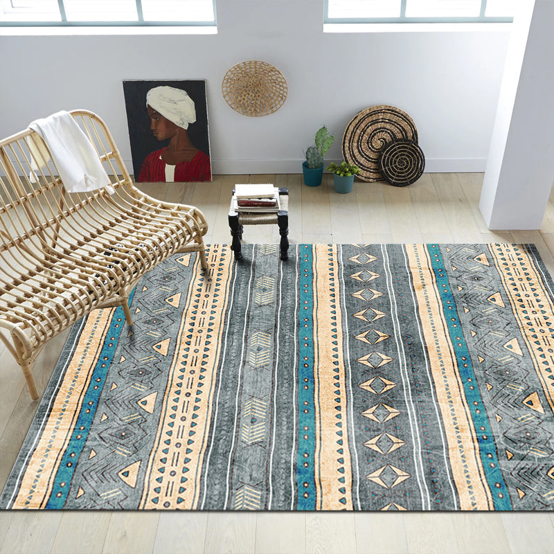 Rynx | Southwest Tribal Print Rug Multicolor Polypropylene Rug Non-Slip Pet Friendly Washable Rug for the Living Room