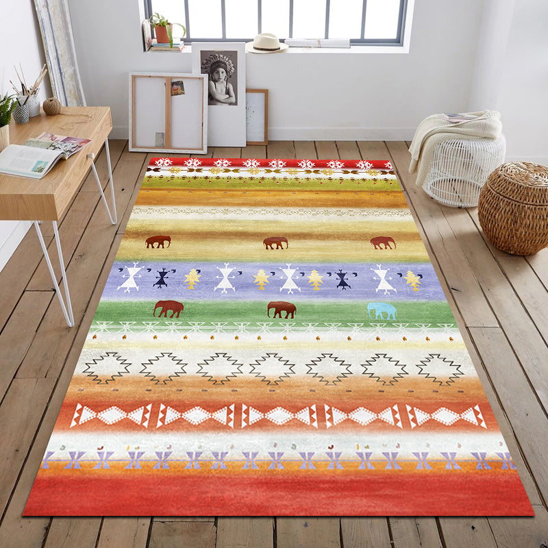 Rynx | Southwest Tribal Print Rug Multicolor Polypropylene Rug Non-Slip Pet Friendly Washable Rug for the Living Room