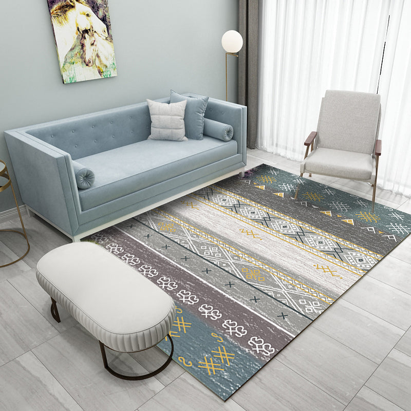 Rynx | Southwest Tribal Print Rug Multicolor Polypropylene Rug Non-Slip Pet Friendly Washable Rug for the Living Room