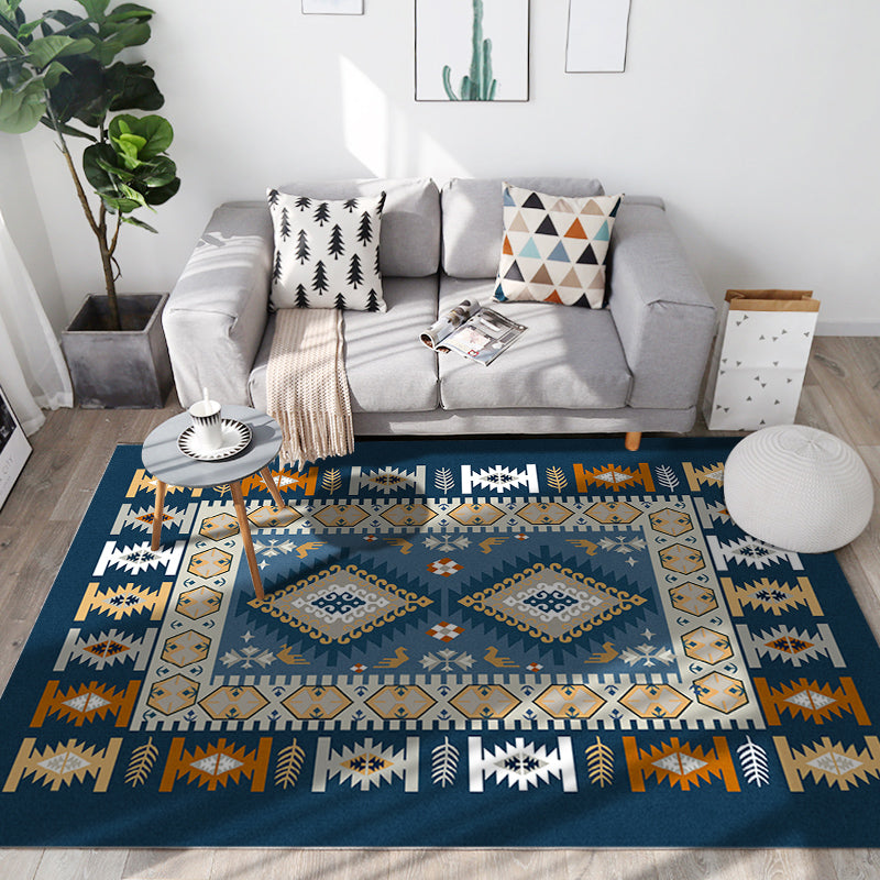Rynx | Southwest Tribal Print Rug Multicolor Polypropylene Rug Non-Slip Pet Friendly Washable Rug for the Living Room
