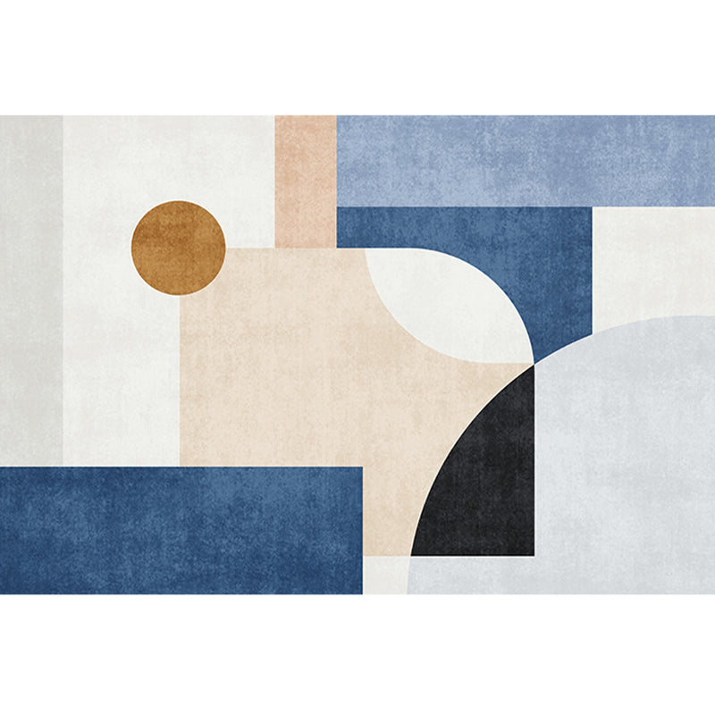 Rynx | Simplicity Colorblock Art Print Rug Multi Color Synthetics Carpet Non-Slip Backing Washable Pet Friendly Rug for Great Room