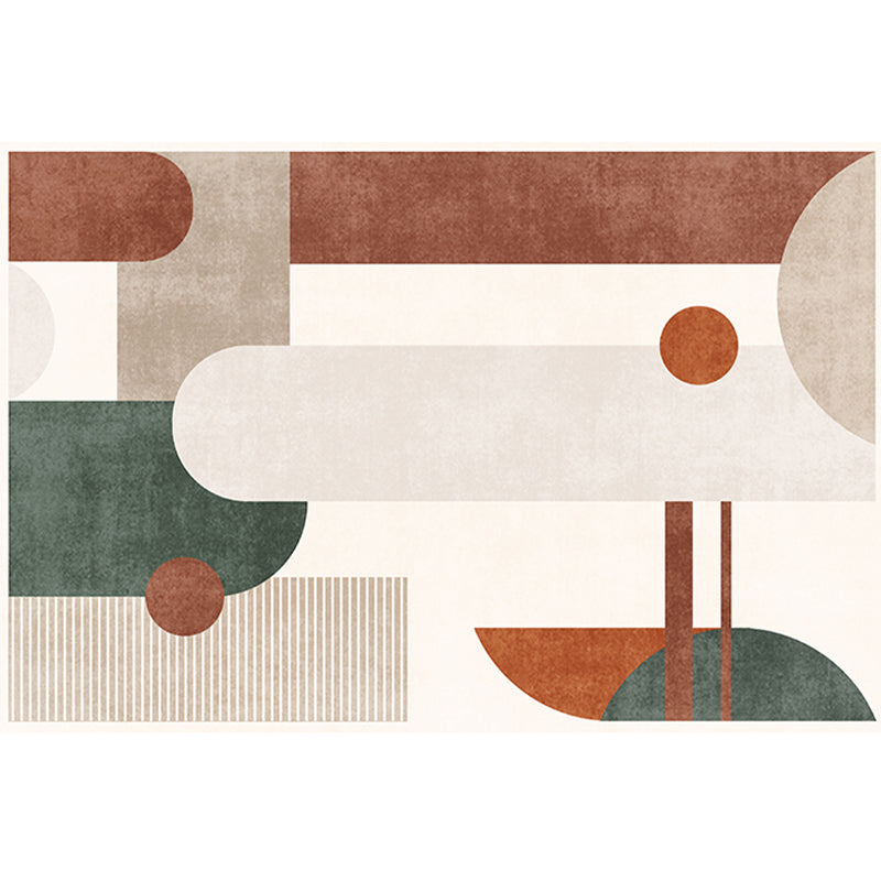 Rynx | Simplicity Colorblock Art Print Rug Multi Color Synthetics Carpet Non-Slip Backing Washable Pet Friendly Rug for Great Room