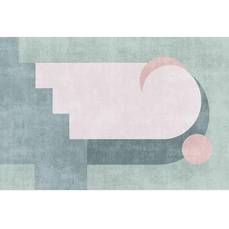 Rynx | Simplicity Colorblock Art Print Rug Multi Color Synthetics Carpet Non-Slip Backing Washable Pet Friendly Rug for Great Room