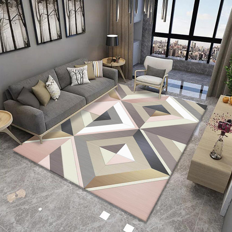 Rynx | Formal Living Room Rug Multi Color Geometric Patterned Carpet Synthetics Anti-Slip Backing Washable Rug
