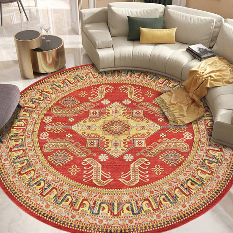 Rynx | Multicolored Antique Carpet Synthetic Geometric Carpet Non-Slip Back Pet-Friendly Indoor Carpet for Hall