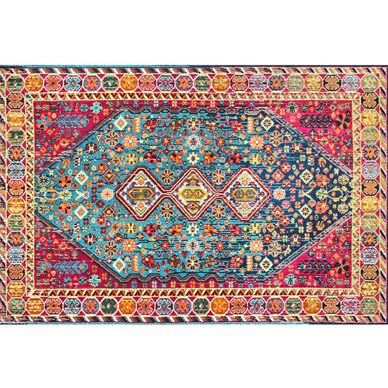 Rynx | Multicolored Retro Rug Polyester Geometric Indoor Rug Non-Slip Back Pet-Friendly Low-Maintenance Rug for Room