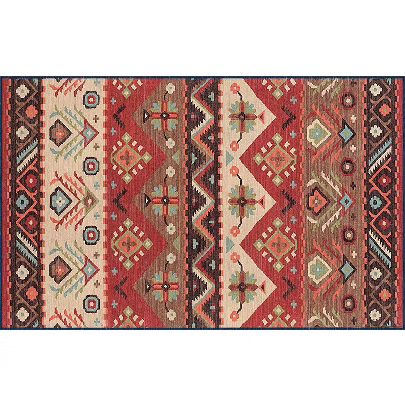Rynx | Multicolored Retro Rug Polyester Geometric Indoor Rug Non-Slip Back Pet-Friendly Low-Maintenance Rug for Room