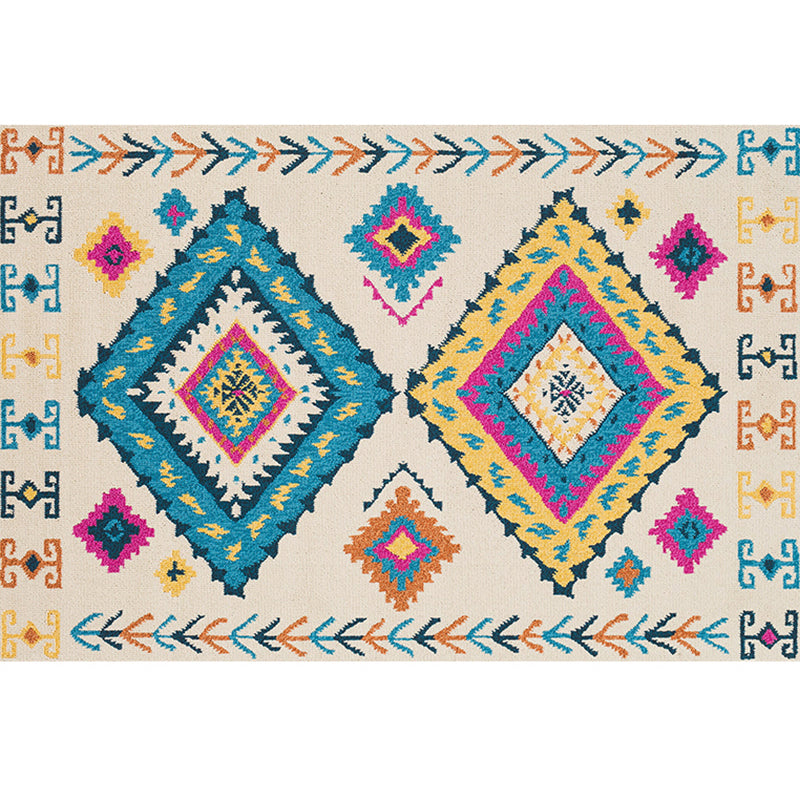 Rynx | Multicolored Retro Rug Polyester Geometric Indoor Rug Non-Slip Back Pet-Friendly Low-Maintenance Rug for Room