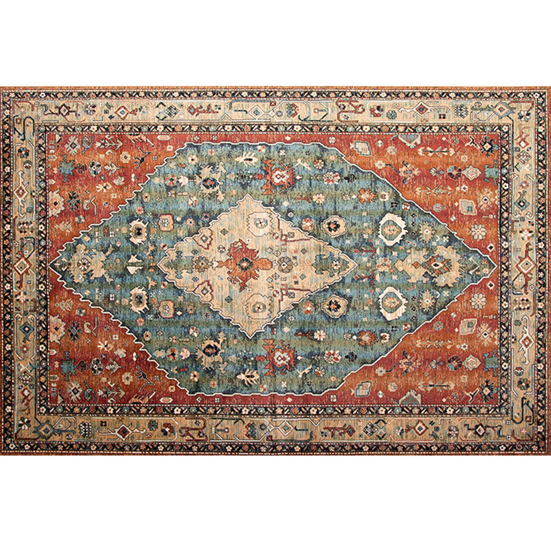 Rynx | Multicolored Retro Rug Polyester Geometric Indoor Rug Non-Slip Back Pet-Friendly Low-Maintenance Rug for Room