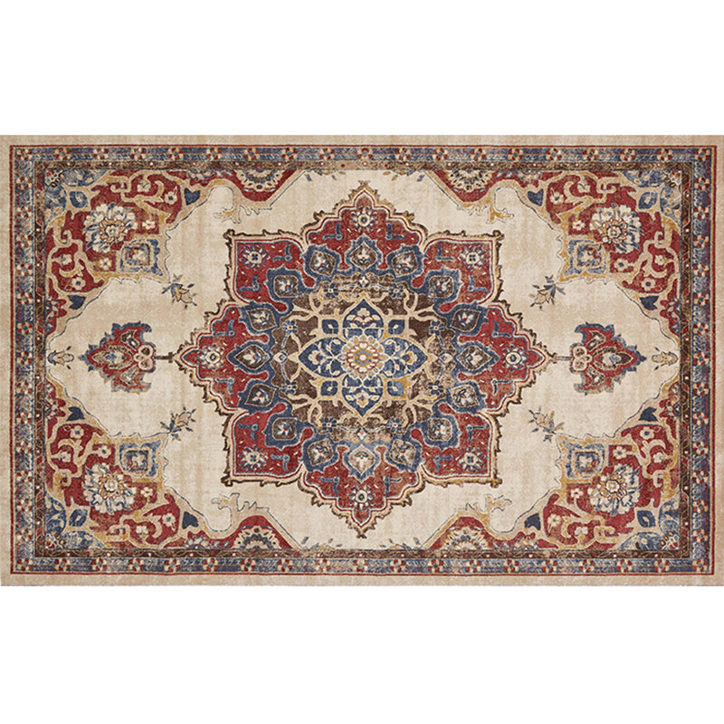 Rynx | Retro geometric pattern carpet multicolored synthetic area carpet non-slip pet-friendly washable carpet for room
