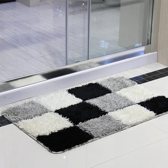 Rynx | Black and White Checkered Pattern Ultra Soft Bathroom Rug, Bathroom Rug in Multiple Sizes, Plush Water Absorbent, Non-Slip Toilet Rug in Multiple Sizes, Black and White Thick Bathroom Rug, Art Bathroom Mats, Best Bath Rugs, Hot Shower Mat