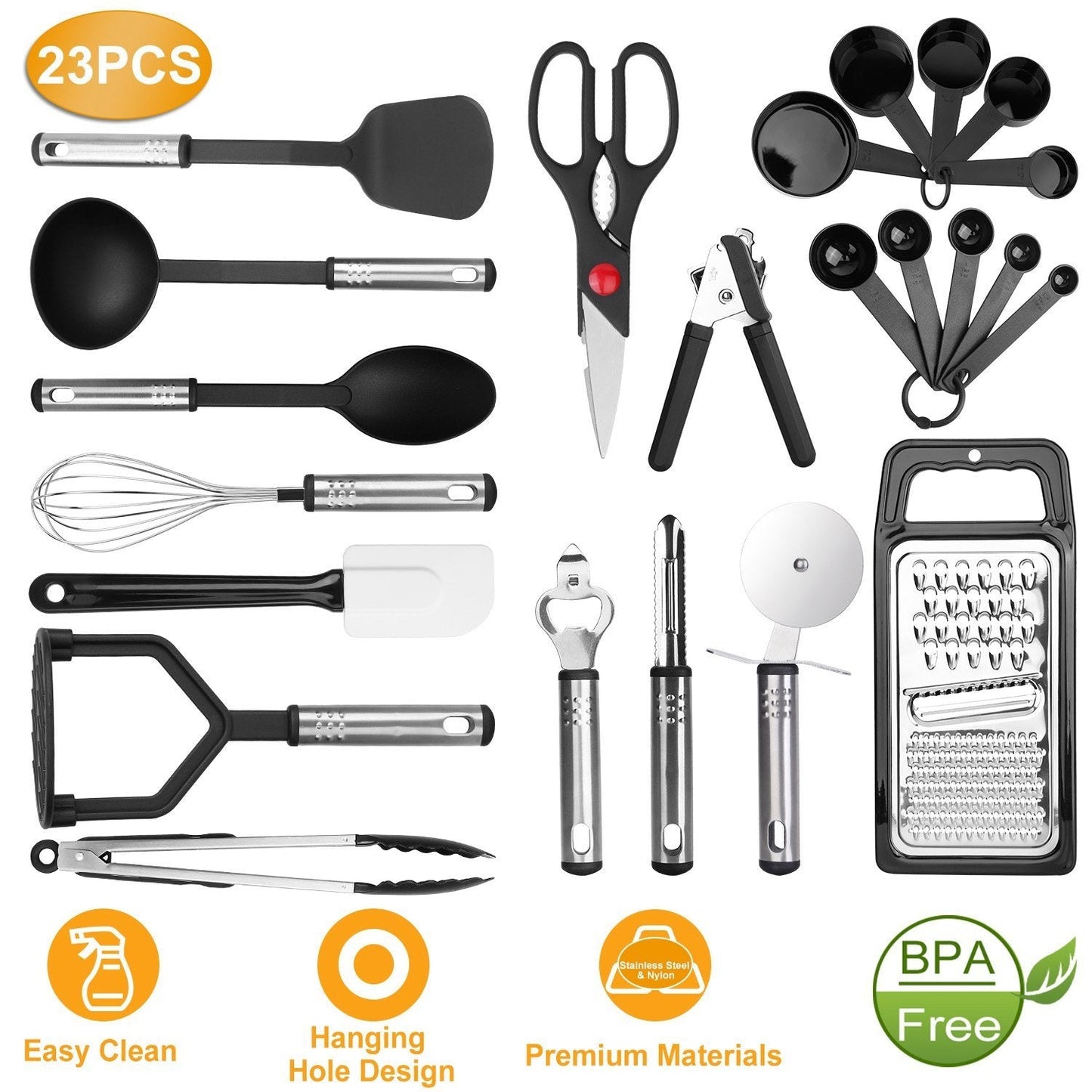 Rynx | 23-piece set: Kitchen Utensil Set Stainless Steel Nylon