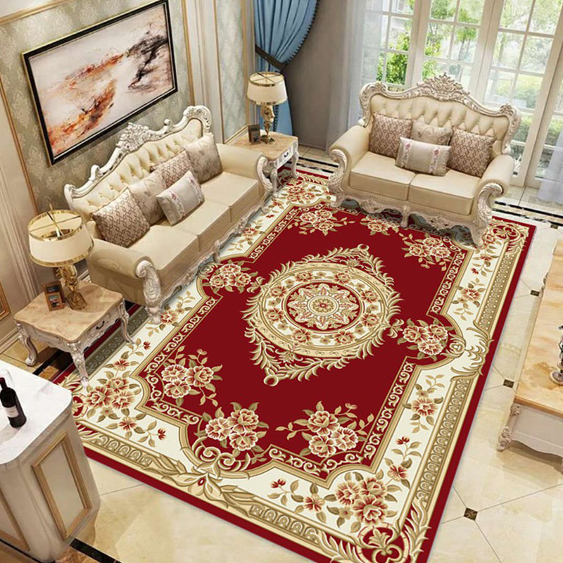 Rynx | Retro Living Room Carpet Multicolor Flower Pattern Berber Carpet Polyester Non-Slip Backing Pet-Friendly Carpet