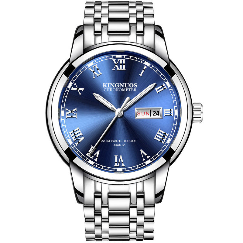 Rynx | Transnational Hot Double Calendar Steel Belt Watch Business Non-mechanical