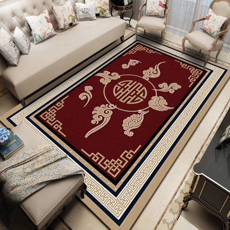 Rynx | Multicolored Chinoiserie Rug Polyester Flower Print Indoor Rug Non-Slip Backing Pet-Friendly Area Rug for Living Room