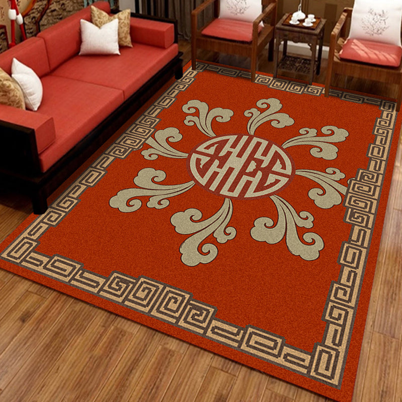 Rynx | Multicolored Chinoiserie Rug Polyester Flower Print Indoor Rug Non-Slip Backing Pet-Friendly Area Rug for Living Room