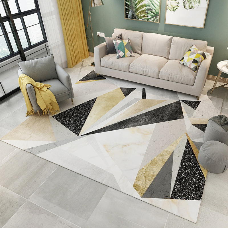 Rynx | Simple Living Room Carpet Multicolored Geometric Pattern Indoor Carpet Synthetic Non-Slip Back Pet-Friendly Area Rug