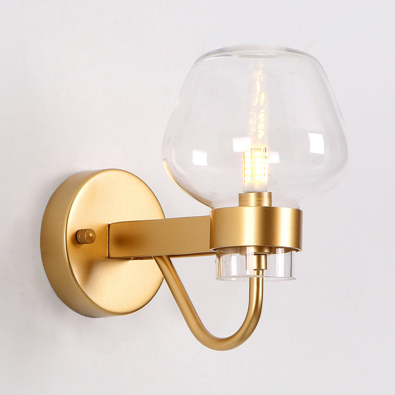 Rynx | 1 Bulb Glass Wall Lamp Traditional Clear/Amber/Smoke Gray Glass Wall Lighting Fixture for Nightstand