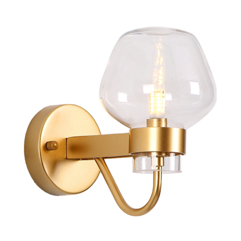 Rynx | 1 Bulb Glass Wall Lamp Traditional Clear/Amber/Smoke Gray Glass Wall Lighting Fixture for Nightstand