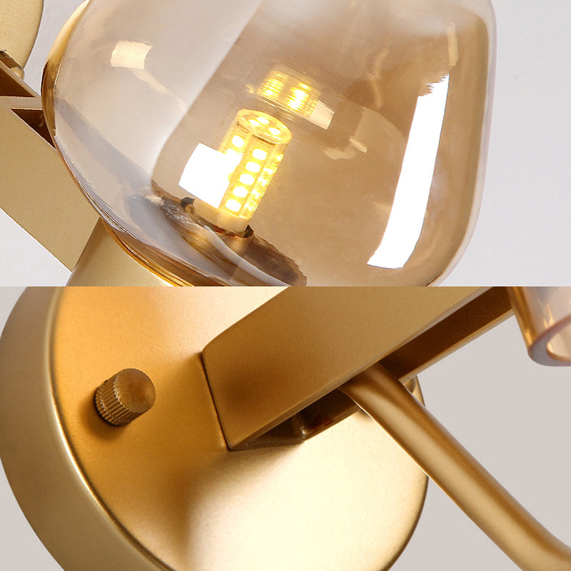 Rynx | 1 Bulb Glass Wall Lamp Traditional Clear/Amber/Smoke Gray Glass Wall Lighting Fixture for Nightstand