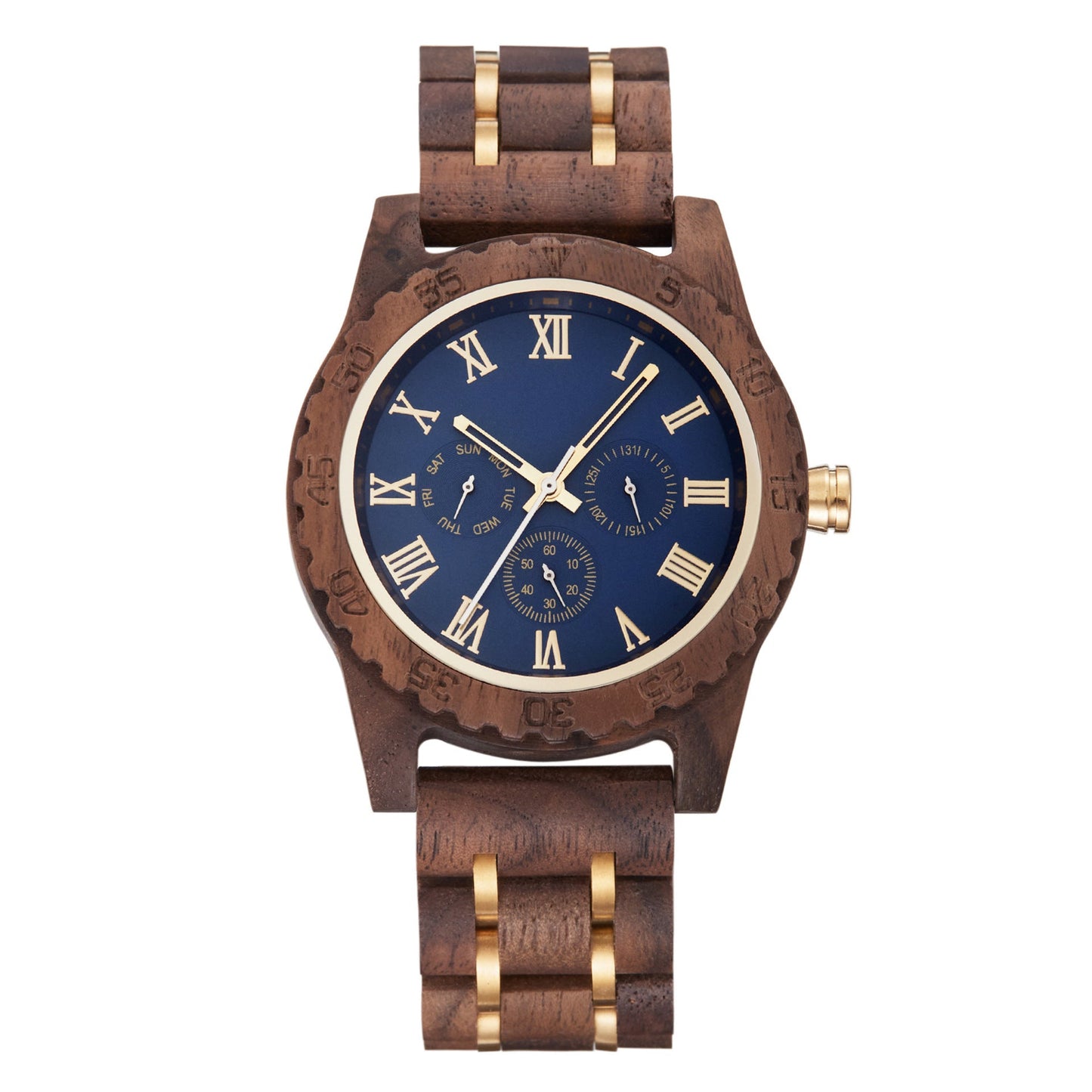 Rynx | Retro Walnut Gold Multifunctional Men's Quartz Watch