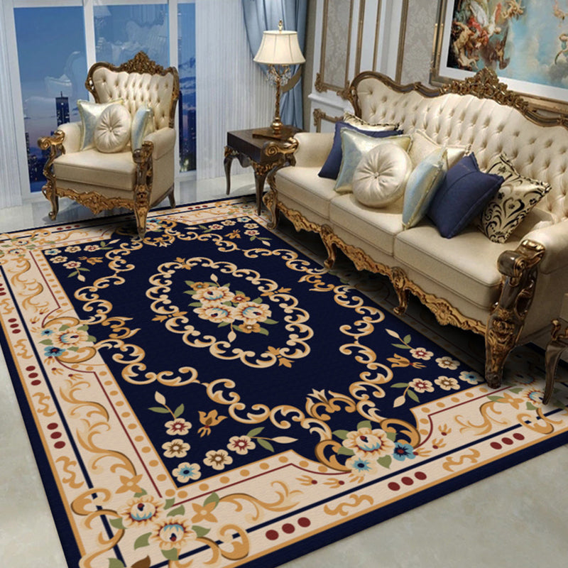 Rynx | Shabby Chic Living Room Rug Multicolor Floral Pattern Indoor Rug Cotton Blend Non-Slip Back Pet-Friendly Area Rug