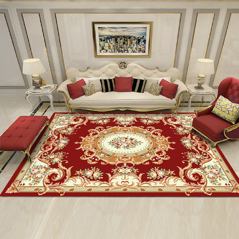 Rynx | Shabby Chic Living Room Rug Multicolor Floral Pattern Indoor Rug Cotton Blend Non-Slip Back Pet-Friendly Area Rug