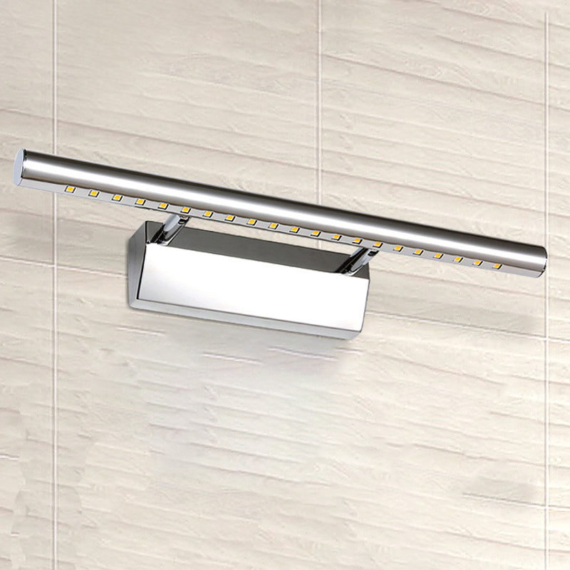 Rynx | Modern Style Cylinder Vanity Wall Sconce Metallic 10"/16" W LED Bathroom Wall Light in Chrome, Warm-/White Light