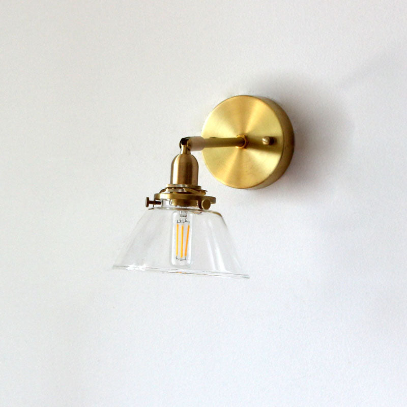 Rynx | Minimalist Rejuvenation Rotating Wall Lighting Single Lamps Glass Wall Lamp in Brass for Living Room