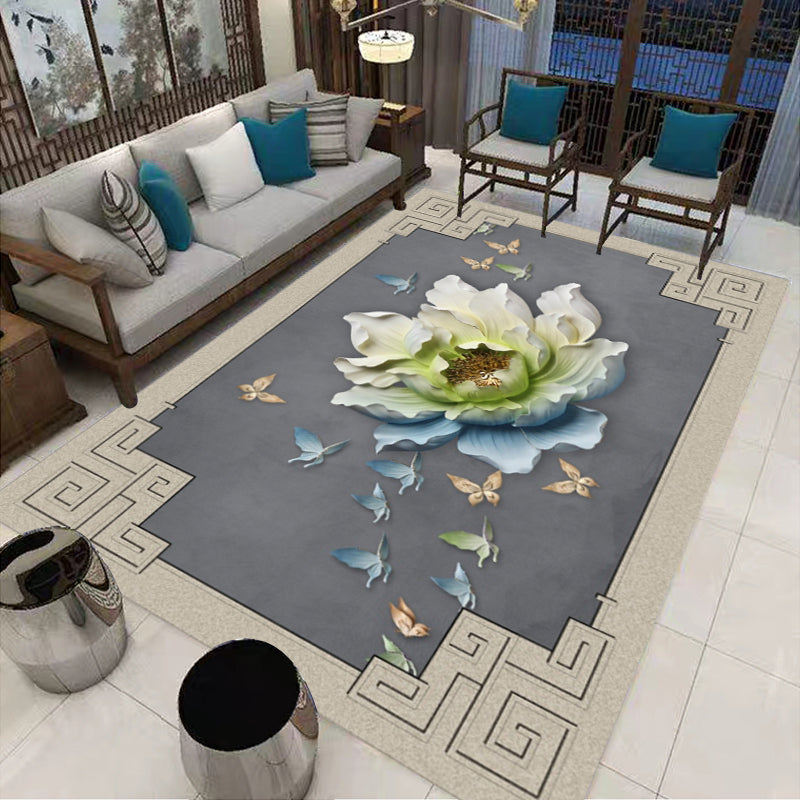 Rynx | Multi-Colored Oriental Carpet Cotton Blend Patterned Area Rug Non-Slip Back Pet-Friendly Indoor Diamond Carpet for the Living Room