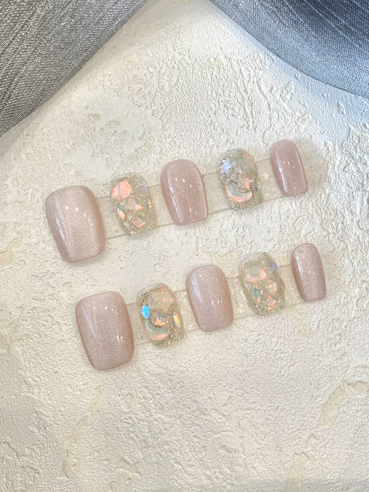 Rynx | Handmade Wearable Armor Blooming Student Pregnant Women Can Use Removable Fake Nail Patches Short Square Nail Shaped Piece