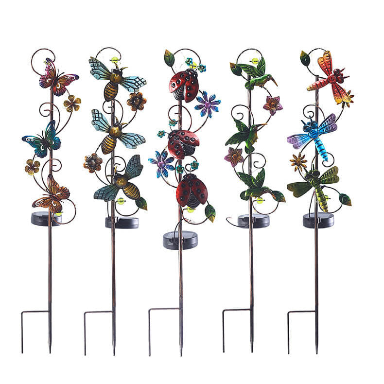 Rynx | GardenGlow Solar Garden Light | Metal Design | Butterfly, Dragonfly, Hummingbird | Landscape Lighting
