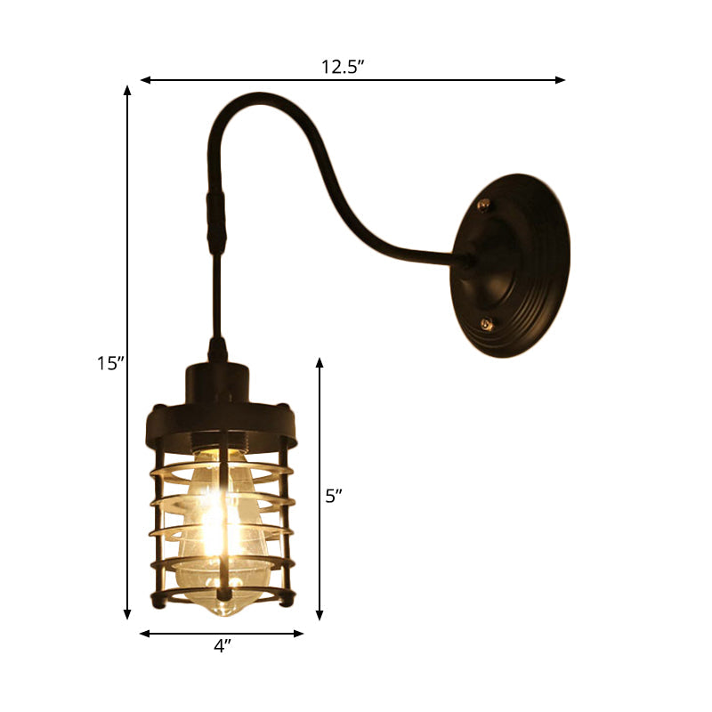 Rynx | Metal Cylinder/Hexagonal Engaged Wall Lamp Farm 1 Lamp Restaurant Wall Mount Fixture in Black