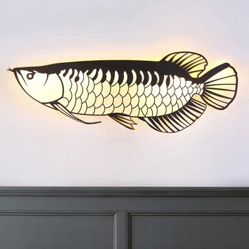 Rynx | Fish-shaped Kindergarten Wall Lamp Acrylic Creative LED Wall Lamp in Black