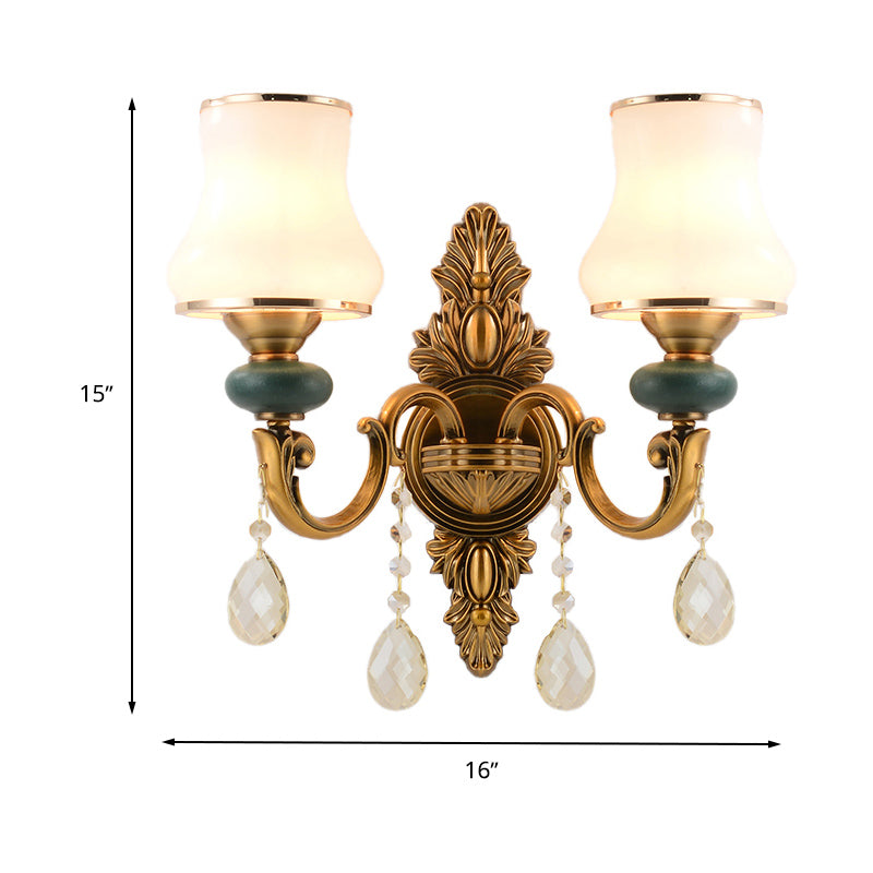 Rynx | Vase White Glass Wall Mount Light Nordic Living Room 1/2 Heads Brass Wall Lamp