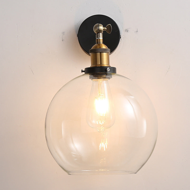 Rynx | Vintage Industrial Wall Lamp Single Light Lamp in Clear Glass Shade