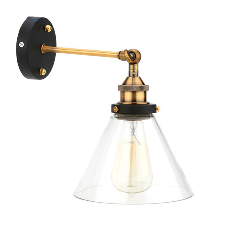 Rynx | Vintage Industrial Wall Lamp Single Light Lamp in Clear Glass Shade