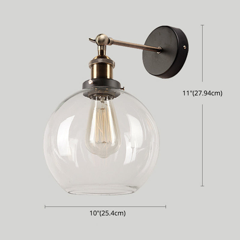 Rynx | Vintage Industrial Wall Lamp Single Light Lamp in Clear Glass Shade