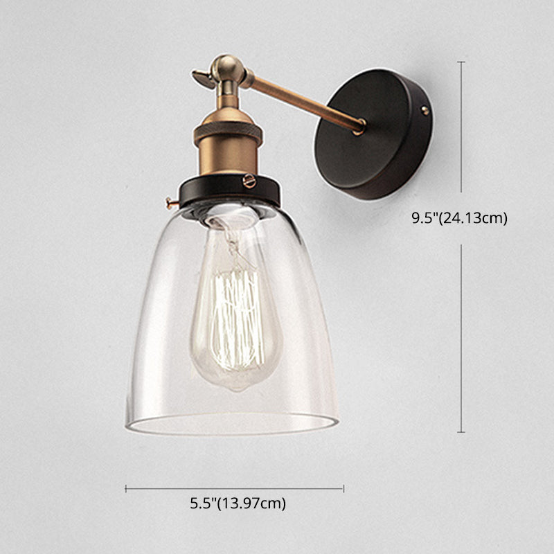 Rynx | Vintage Industrial Wall Lamp Single Light Lamp in Clear Glass Shade