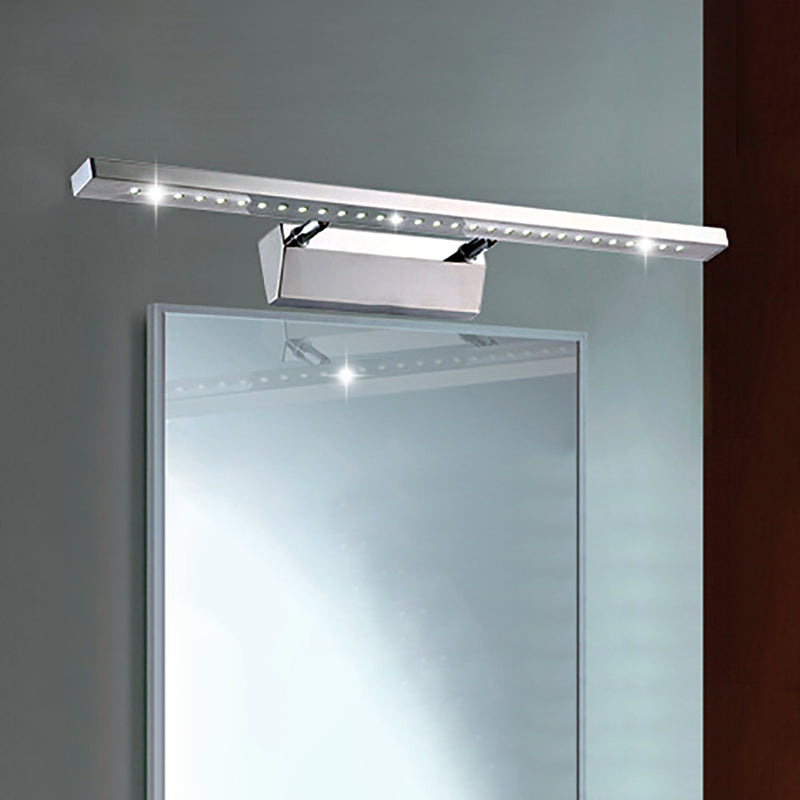 Rynx | Rectangular Interior Mirror Light Stainless Steel 16"/19.5" W LED Modern Wall-Mounted Light in Chrome, Warm/White Lighting