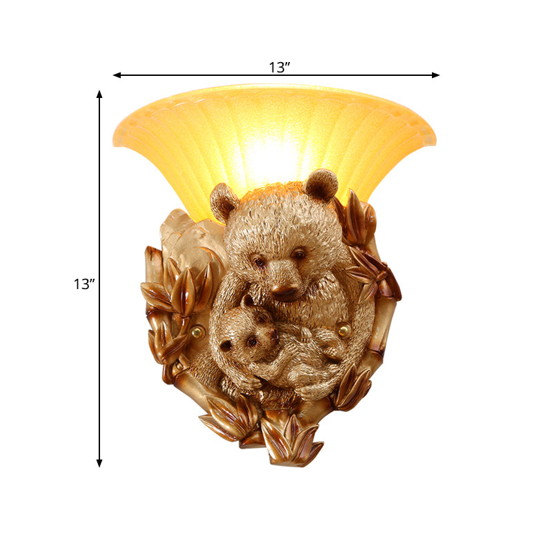 Rynx | Resin Bear Mama and Baby Sconce Light Vintage 1-Light Gold Wall Mount Lighting Ideas