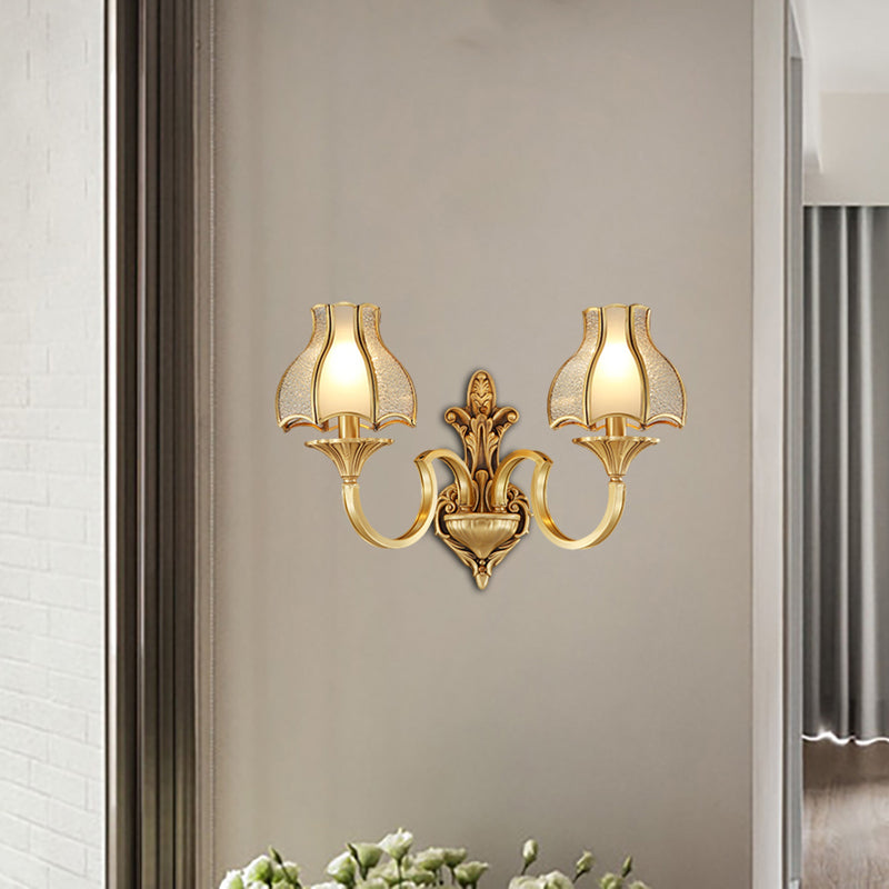 Rynx | Metal Brass Wall Lamp Lighting Curving 1/2-Light Traditional Wall Lamp for Bedroom