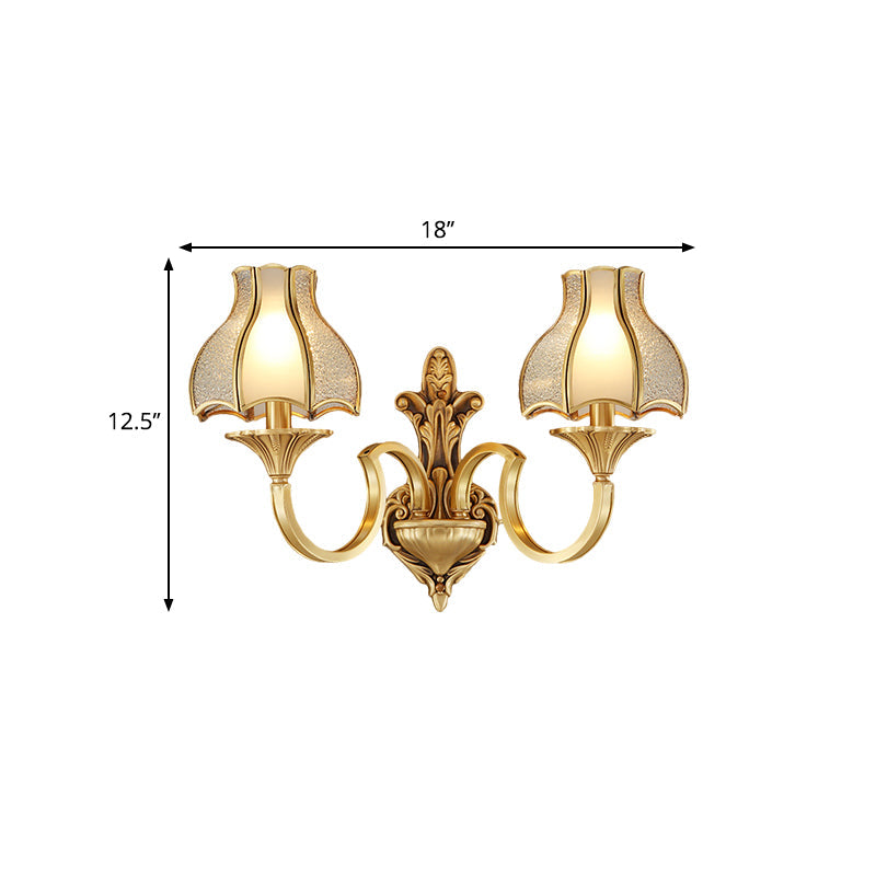 Rynx | Metal Brass Wall Lamp Lighting Curving 1/2-Light Traditional Wall Lamp for Bedroom