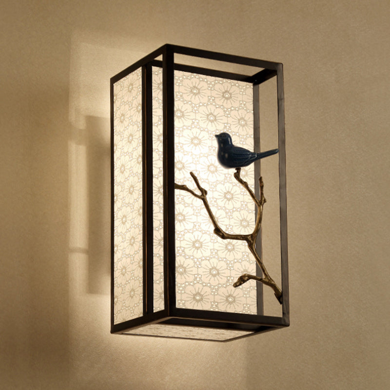 Rynx | 16"/31.5" H Fabric Rectangle Wall Mounted Light Classic 1 Light Living Room Wall Sconce in Black
