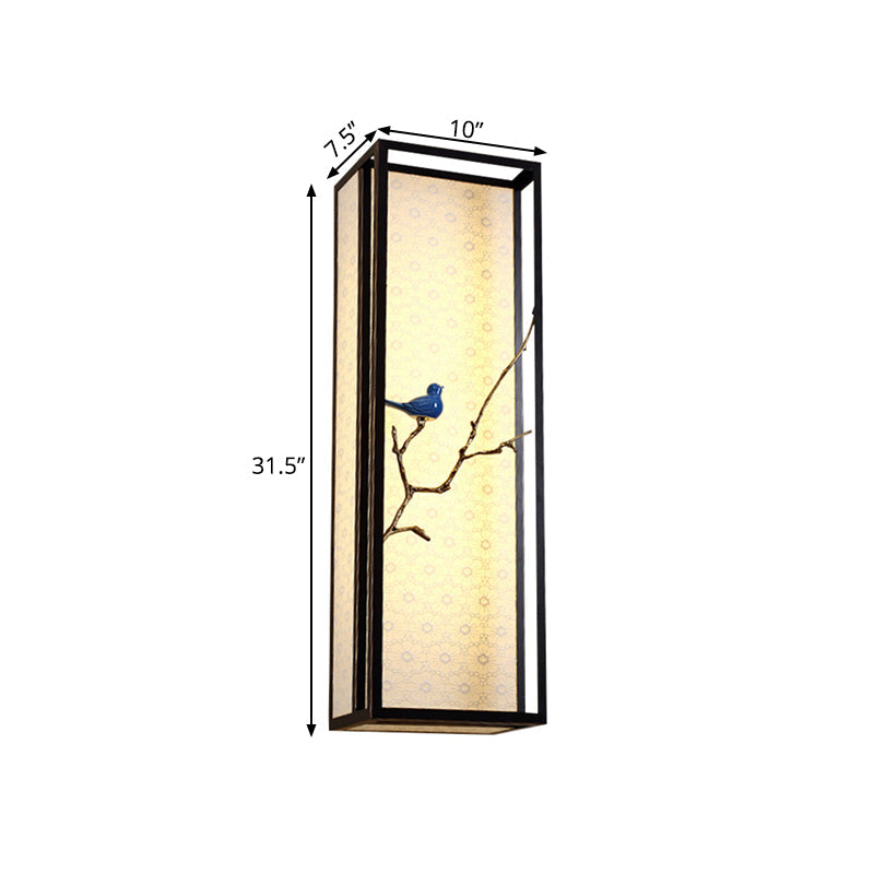 Rynx | 16"/31.5" H Fabric Rectangle Wall Mounted Light Classic 1 Light Living Room Wall Sconce in Black